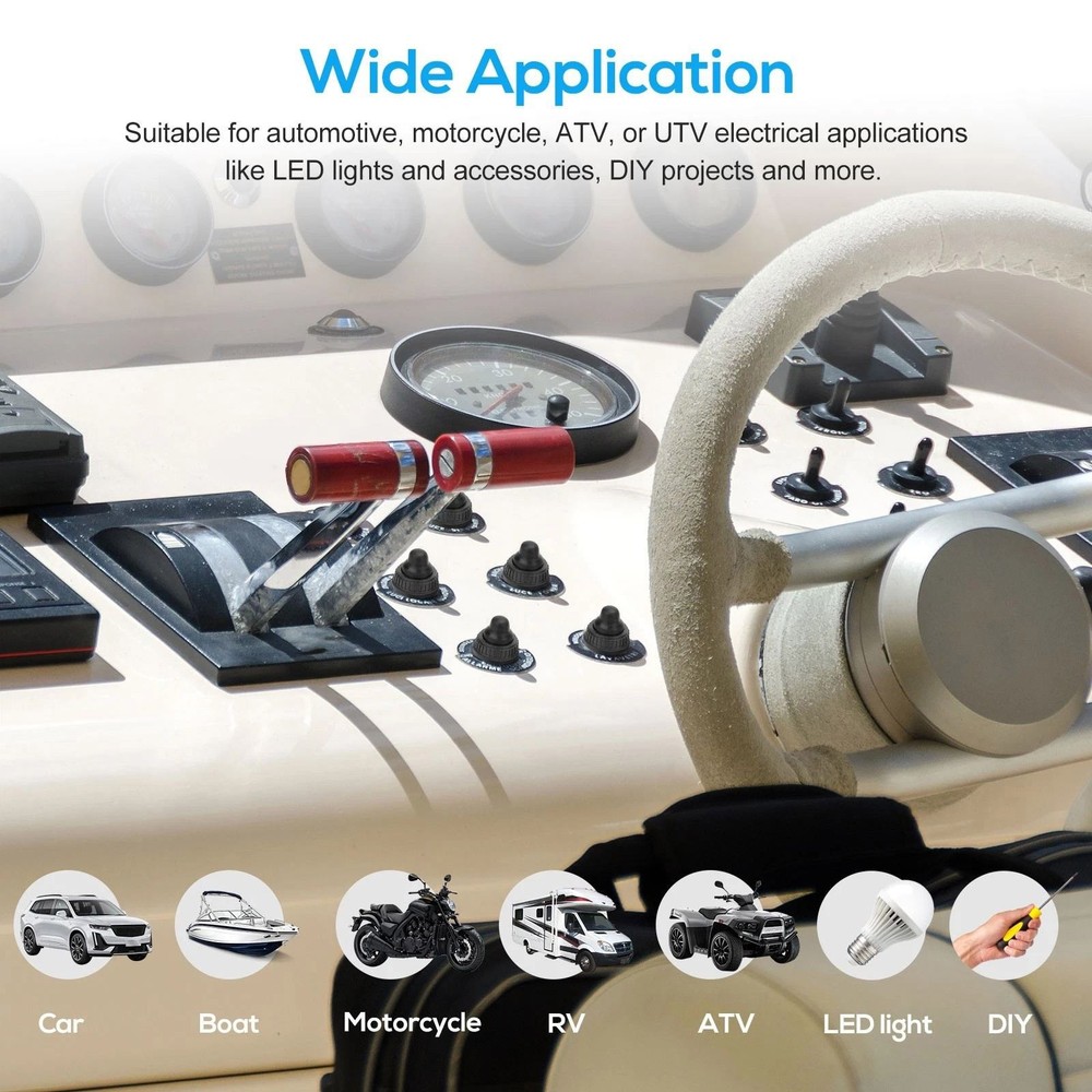10 Pieces IP67 Waterproof Switch 4.5" Cord for Push Button Motorcycle Accessory
