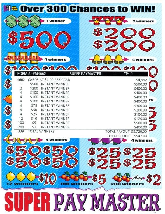 SUPER PAYMASTER (4662-5W) Single game, pull tabs