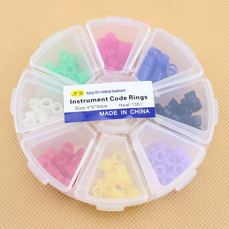 160Pcs/Box Color Code Circle Silicone Rings Multicolor For Dental Instruments