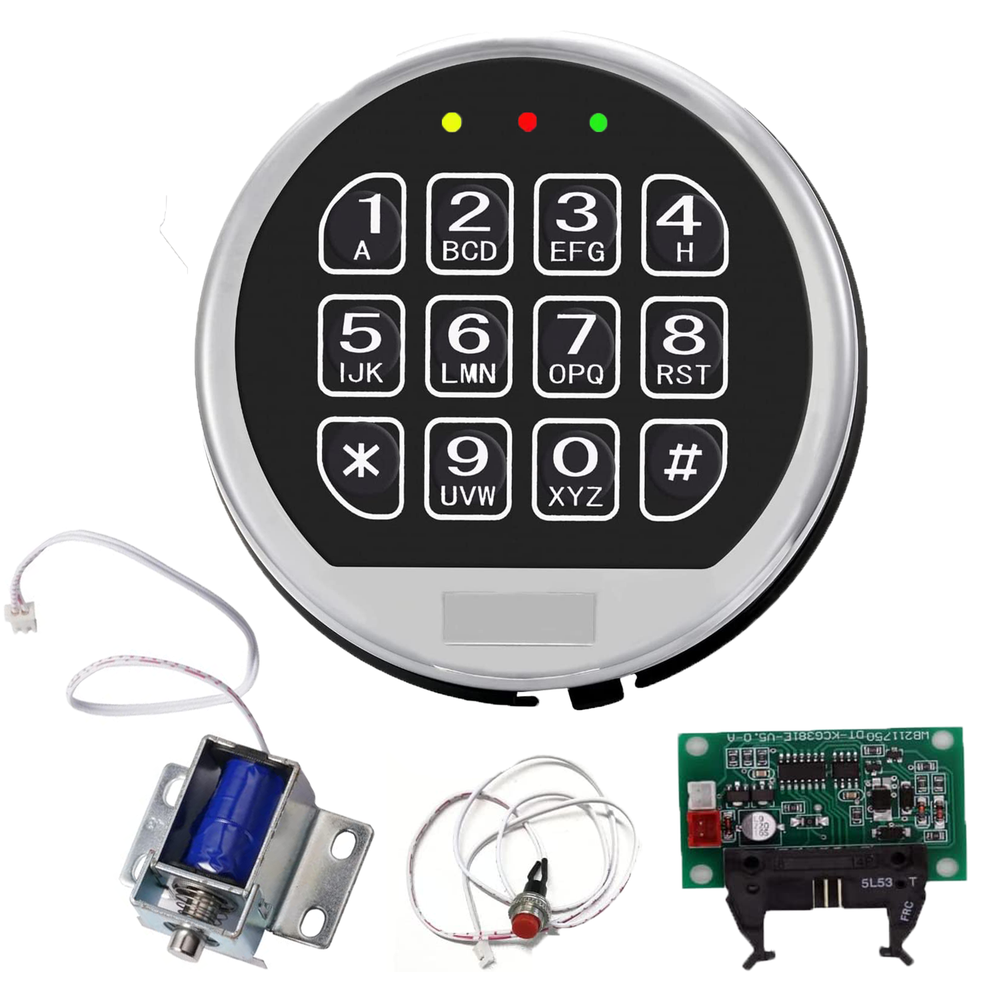 Gun Safe Lock Replacement with Solenoid Lock Chrome Keypad Electronic Safe Lock