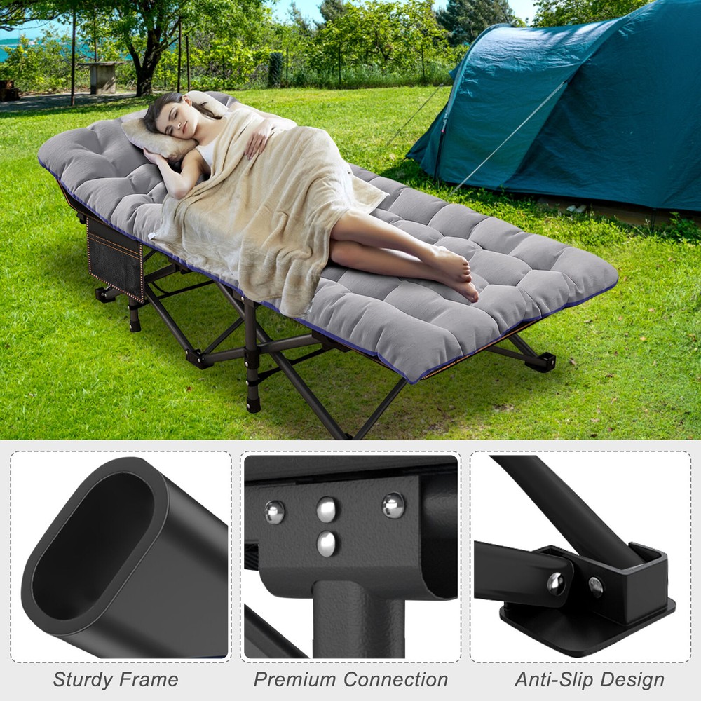 Oversized Folding Bed Cot with Mattress, Portable Camping Cot with Carry Bag