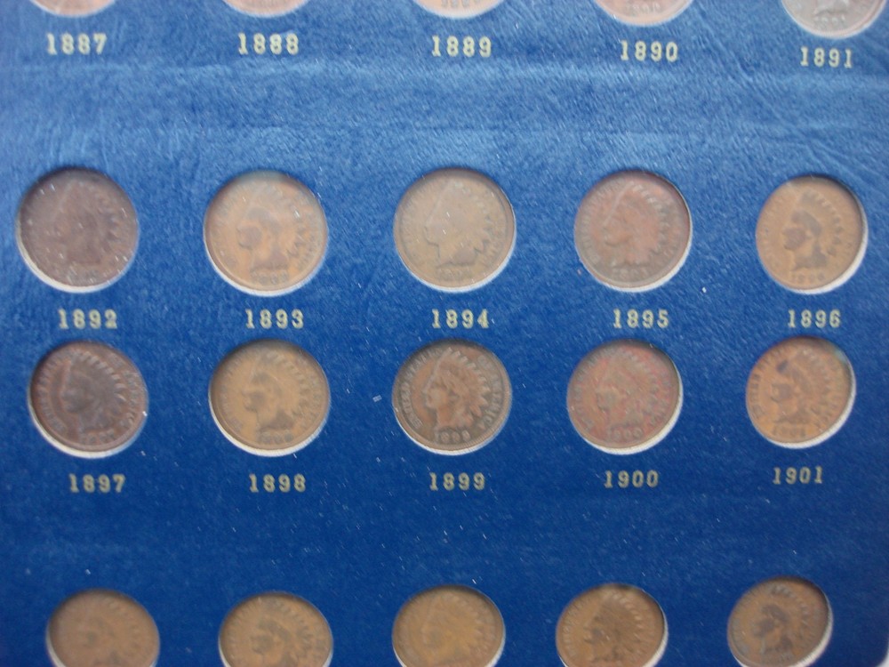 OLDTIME INDIAN CENT COLLECTION - 40 DIFF. COINS - 1857 - 1909