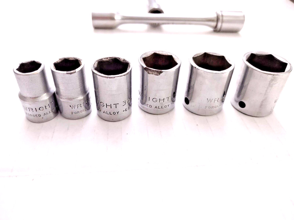 Wright Tool Forge Co Socket Set Extensions Standard 3/8 - 3/4 9 pc Vintage USA