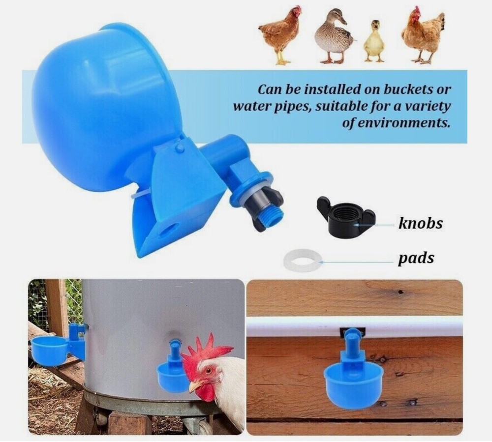6 pack Automatic Water Cups Poultry Drinker Waterer Chicken Duck Quail Drinking