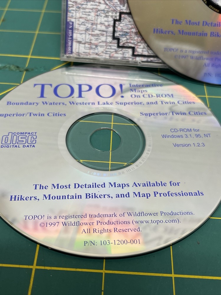TOPO Interactive Maps On CD-ROM (Windows 3.1, NT) version 1.2.3 Genuine!