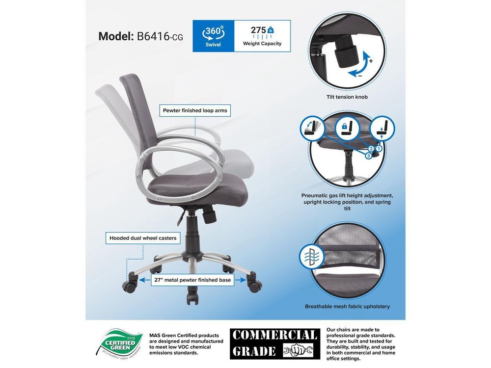Boss Adjustable Breatheable Mesh Task Chair