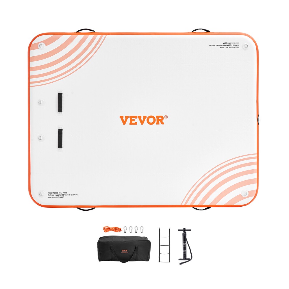 VEVOR Inflatable Floating Dock 10x8FT Inflatable Dock Platform Mat with Ladder
