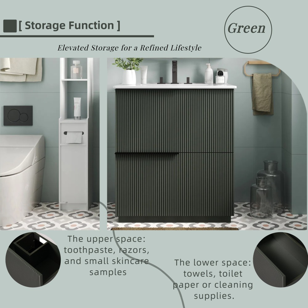 Bathroom Vanity W Ceramic Sink Full Extension Drawers