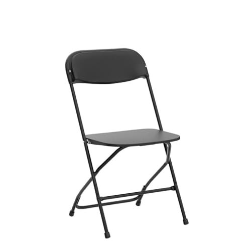 4 Pack Black Folding Chairs - Portable Stackable Steel Frame, 350lb Capacity for