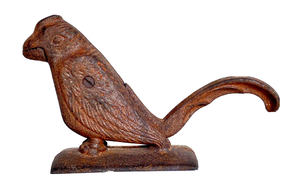 Antique Cast Iron Parrot/Bird Nutcracker 9-3/4" Long & 5-3/4" Tall