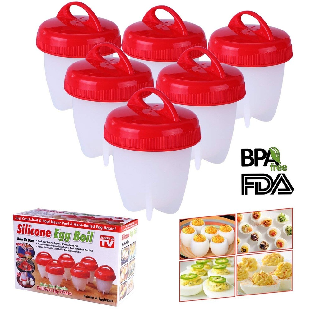 NIB Egglettes Egg Cooker Hard Boiled Eggs Shell Non Stick - 6 Pack