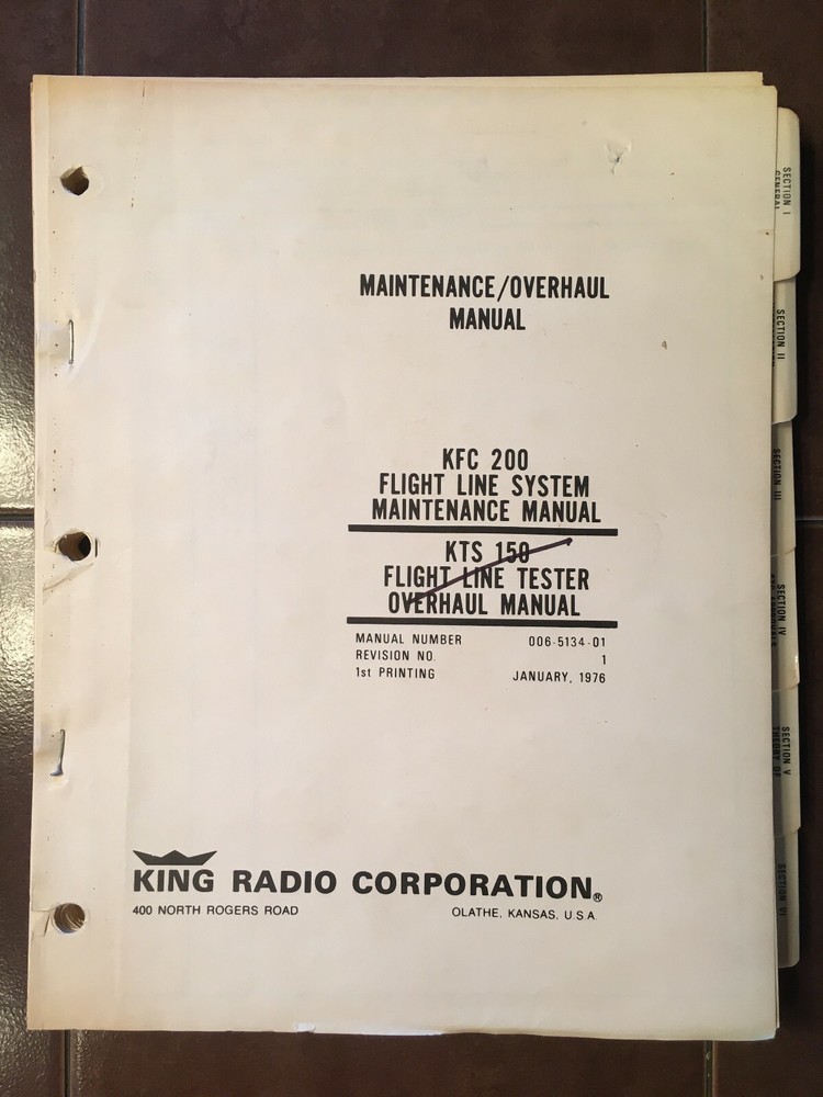 King Radio KFC 200 FlightLine Maintenance Manual