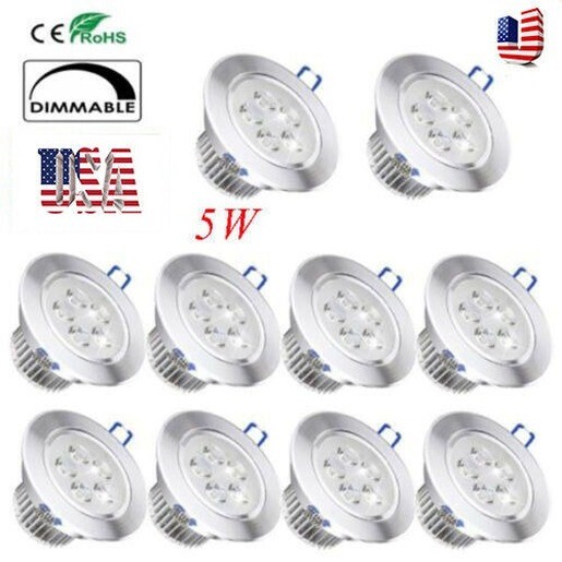 10PC Dimmable 5W LED Downlight Spotlight Recessed Ceiling Down Light Bulb Lamp