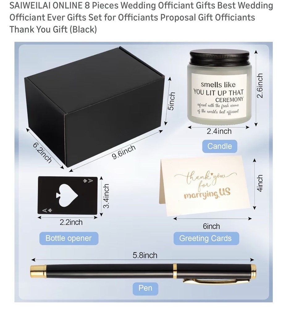 Wedding Officiant Gift Set Best Officiant Ever Black 8pc