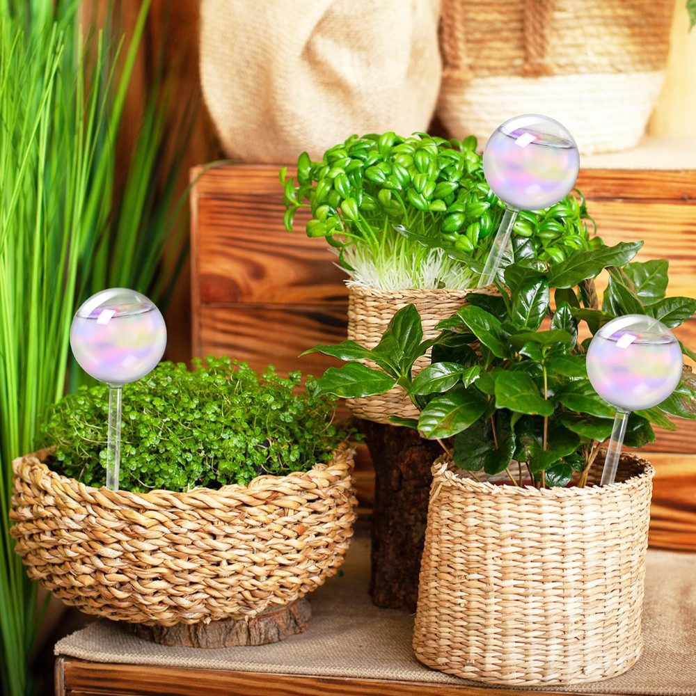 Bvrbaory 2 Pcs Iridescent Self Watering Medium-2 Iridescent, Clear