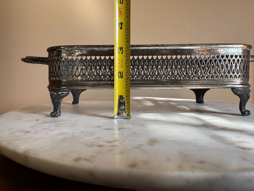 Vintage silver plate footed casserole dish holder
