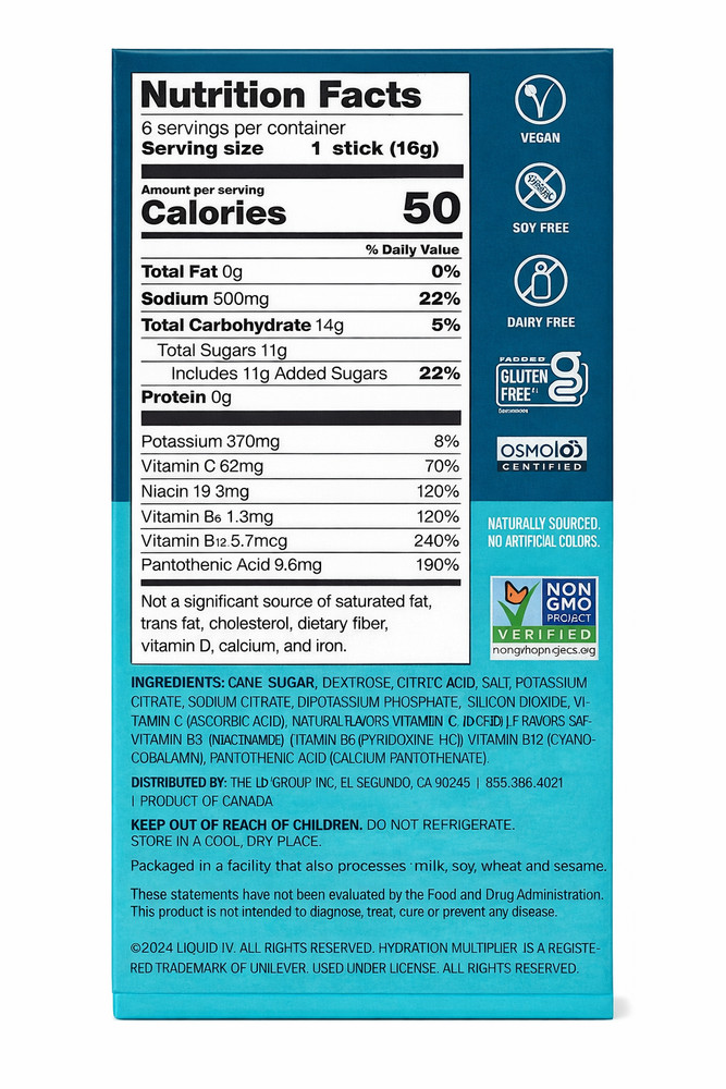 Liquid I.V. Electrolyte Drink Mix Popsicle Firecracker 18 Sticks Hydration