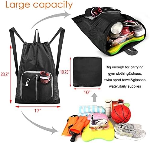 BeeGreen Mesh Drawstring Backpack for Swim Gym