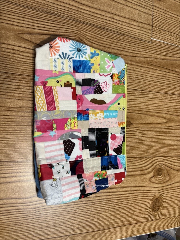 Patchwork zippered Sock Sack, bag,small project bag, small storage bag