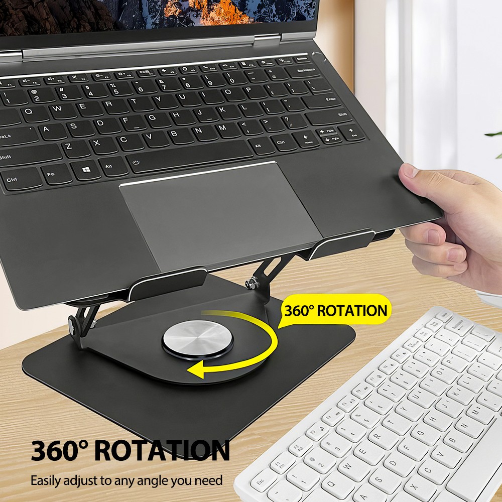 Ergonomic Laptop Riser Holder Stand Foldable Adjustable w/ 360° Rotating Bracket