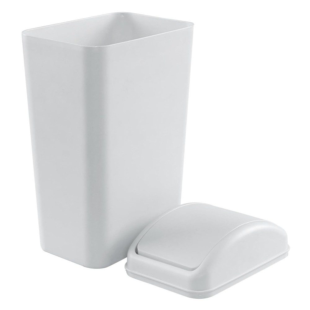 14 L Plastic Kitchen Trash Can Swing Lid Slim Garbage Can Light Grey