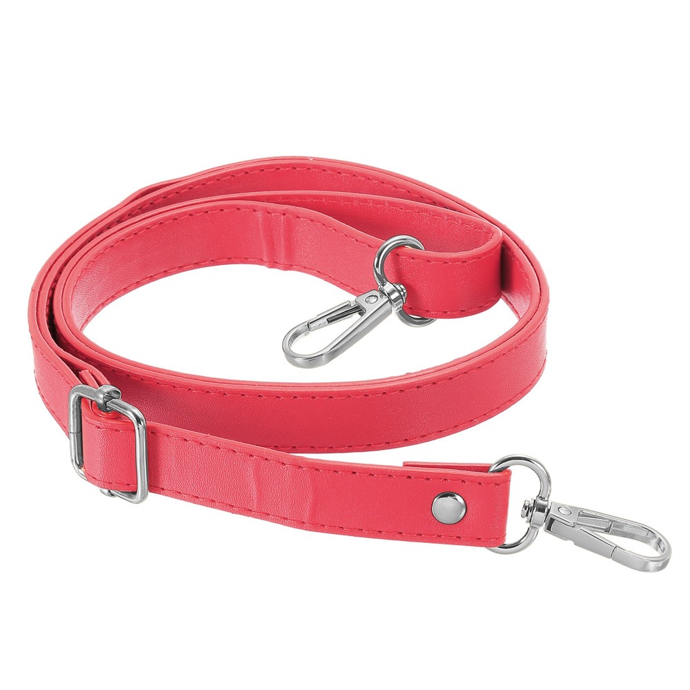 51 Inch Adjustable Leather Purse Strap with Silver Hardware, Fuchsia