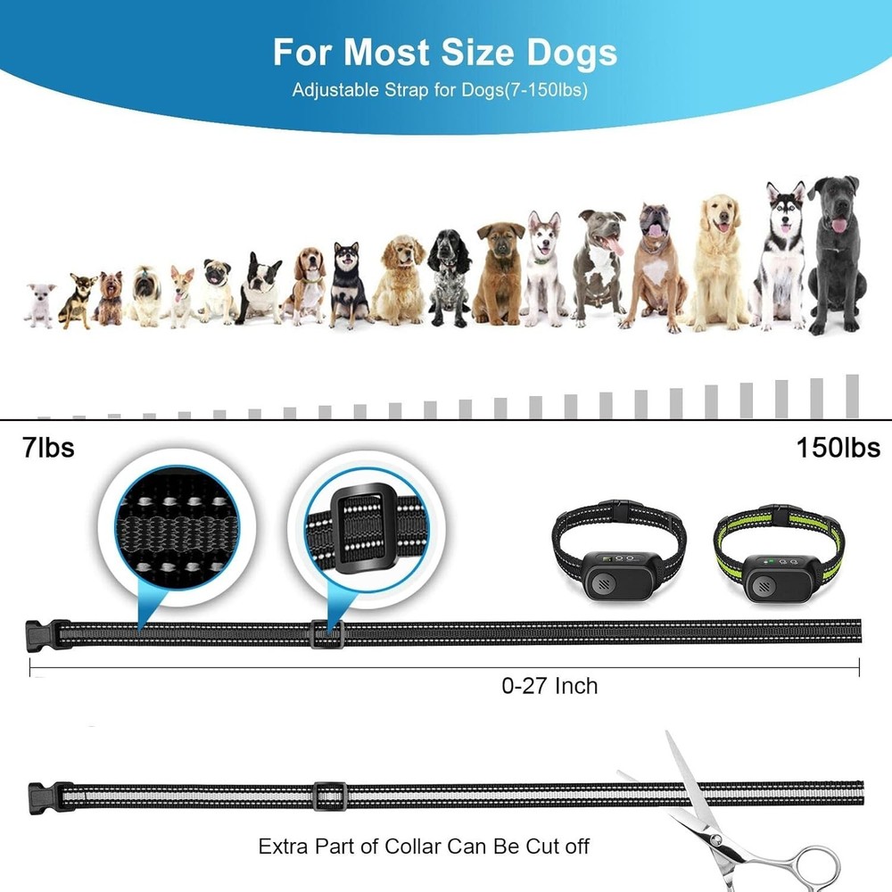 Small Medium Large Dogs Bark Collar - Beep Vibration Shock