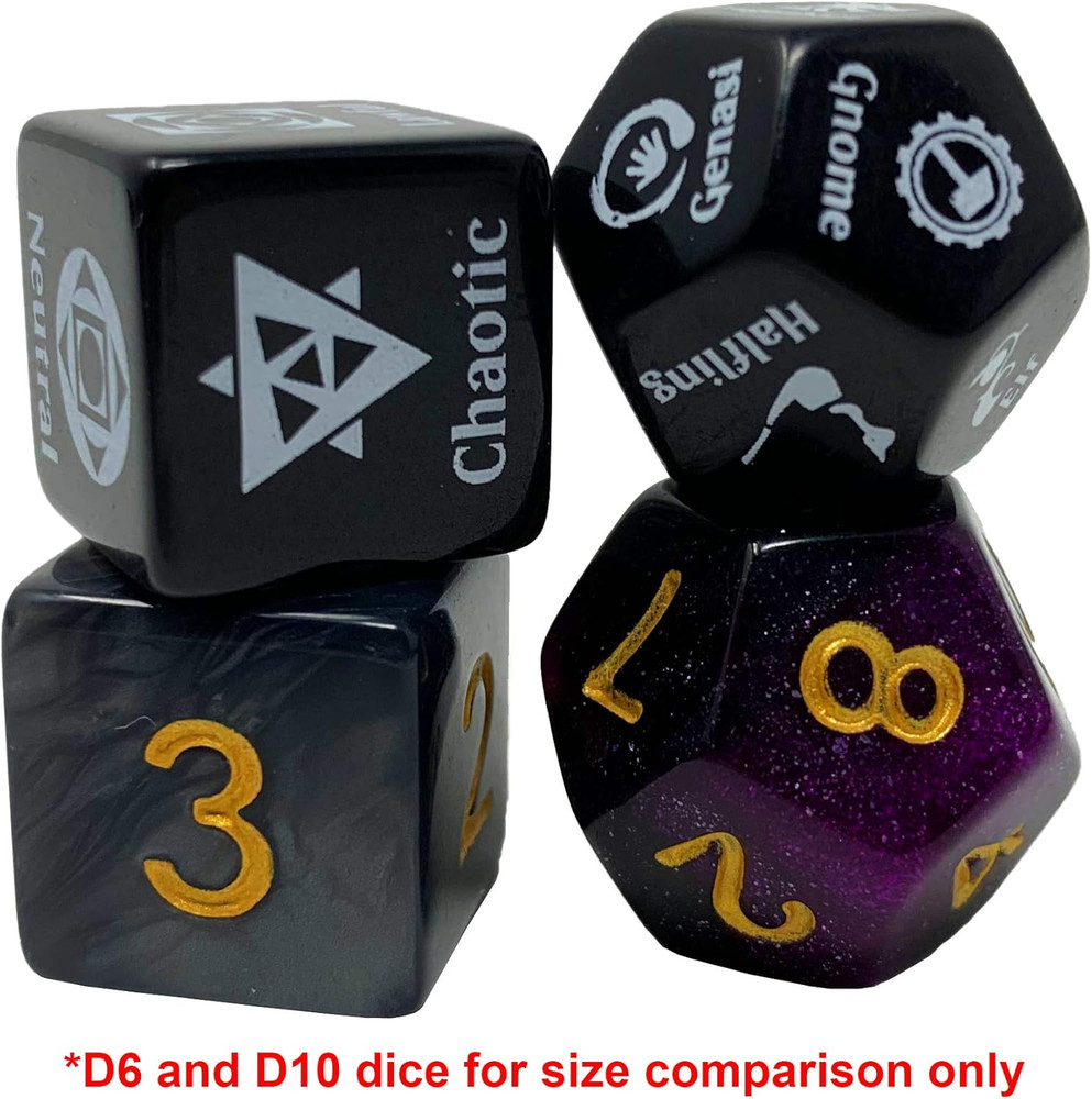 Character Randomizer Dice Set - Randomize Class, Race, & Alignment for Character