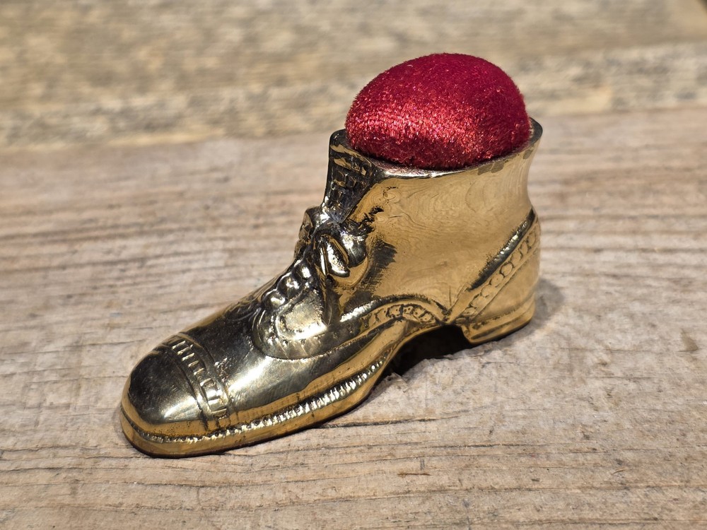 3" Miniature Brass Boot Pin Cushion