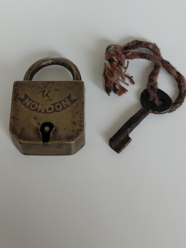 Old Nondon Vintage Brass Padlock With Key
