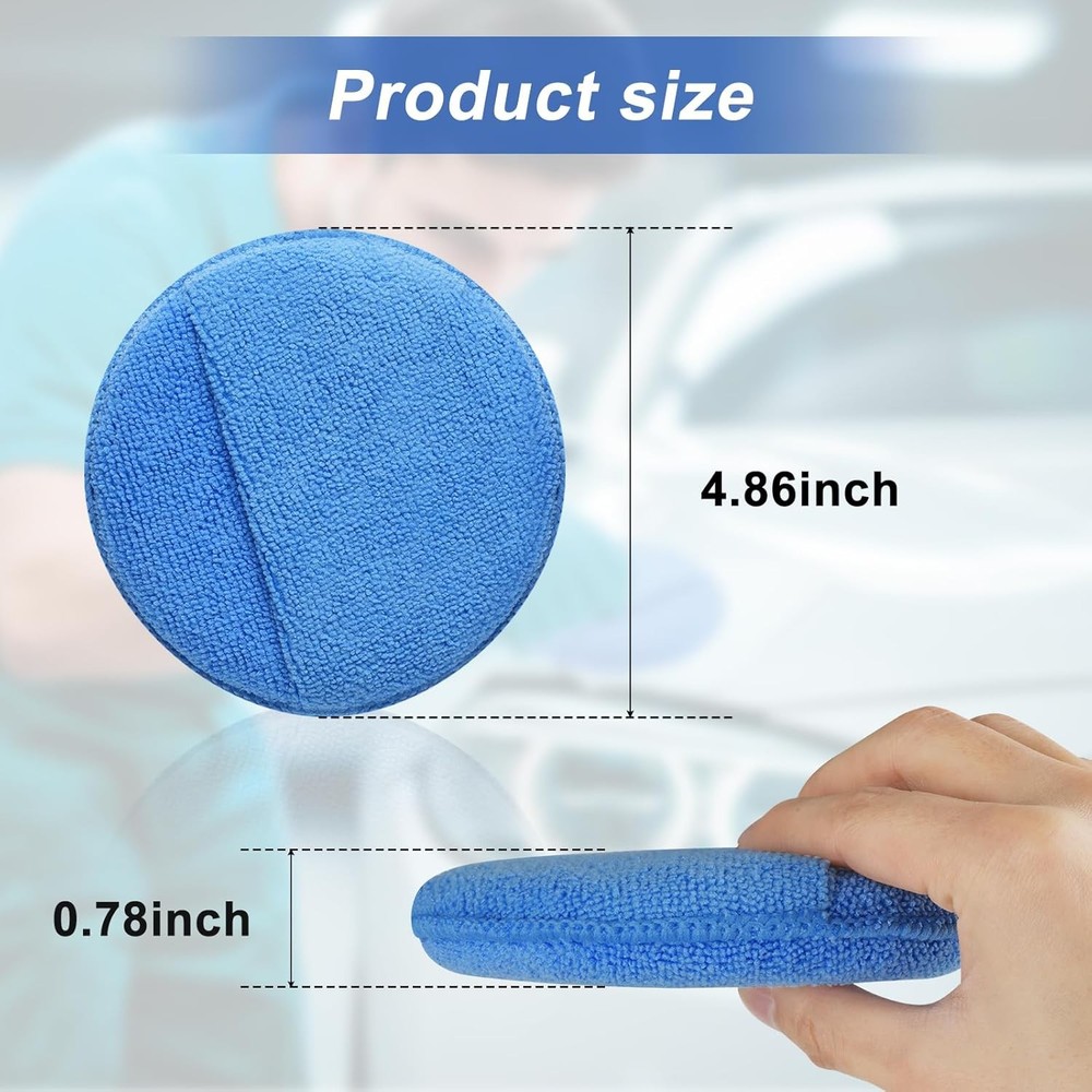 Wax Applicator Pad (8 Pack), 5 Inch Microfiber Applicator Pad with Finger Pocket