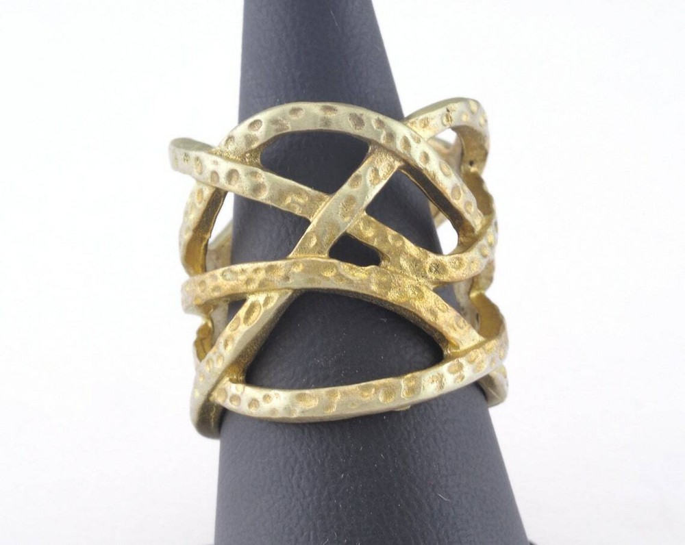 Ring Hammered Ring Adjustable Raw brass (18mm 7.5US inner size) 2650