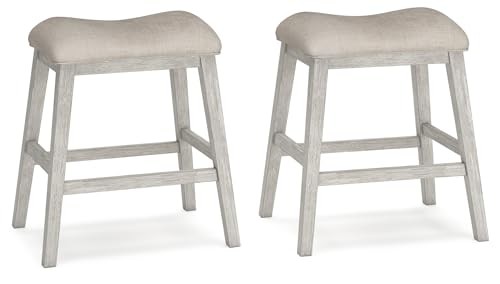 Skempton Modern 24" Counter Height Upholstered Barstool, 2 Count Whitewash