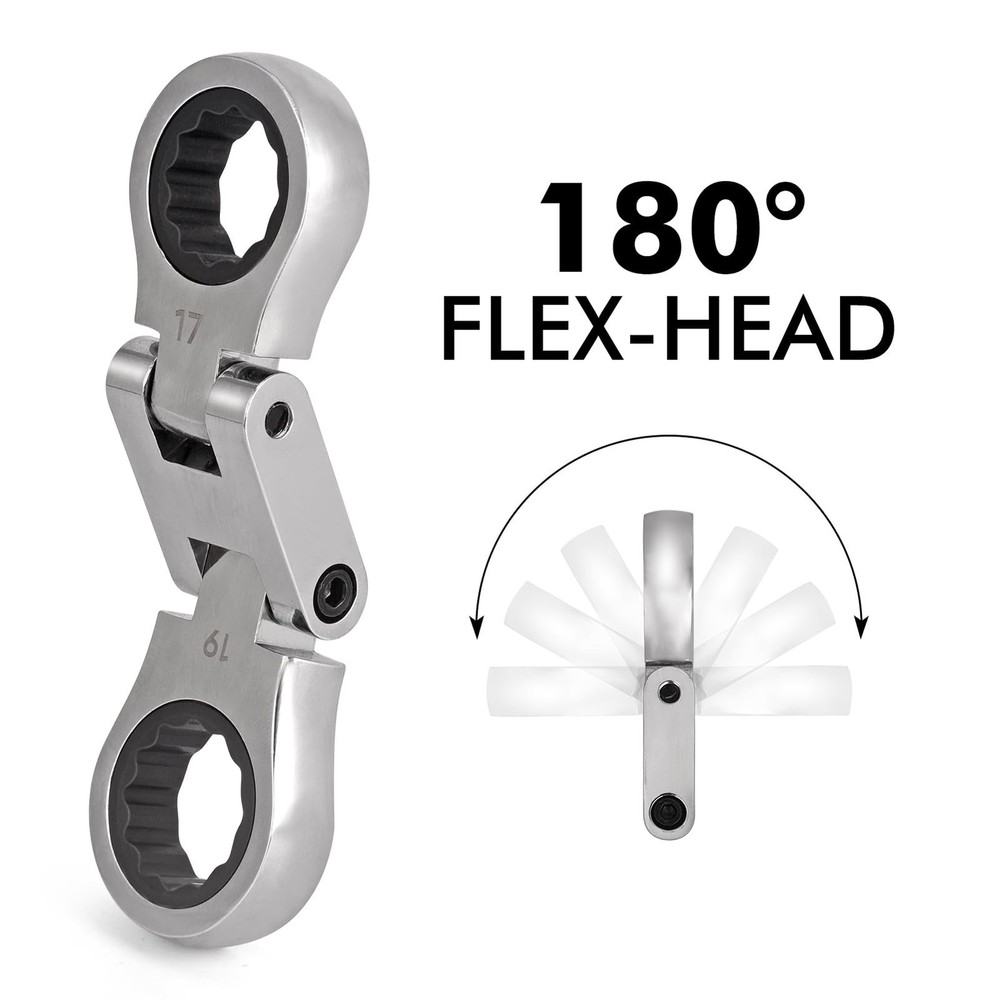 Stubby Wrenches Set, 72-Tooth Flex Head Ratcheting Wrench Set, Compact Double...