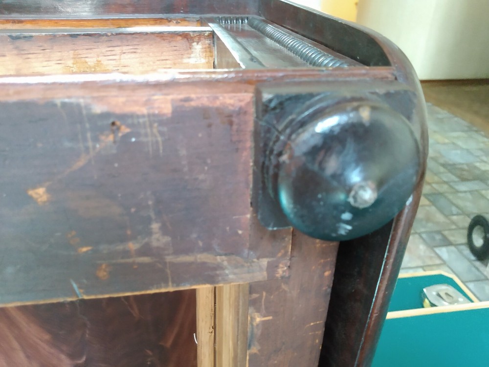 Antique two drawer drop leaf spool thread cabinet