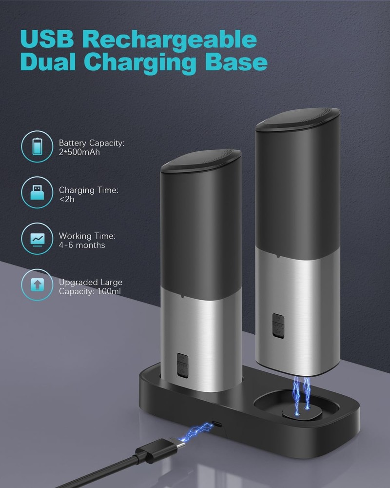 Pepper Grinder Rechargeable Gravity Salt and with 6 Adjustable Coarseness LED