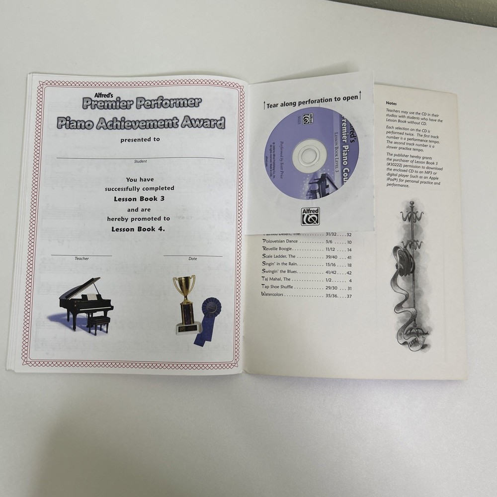 Alfred's Premier Piano Course Lesson 3 Includes CD