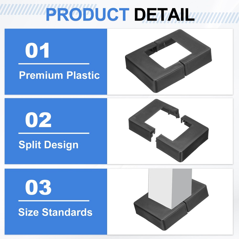 4 Pcs Fence Post Skirt, 2 x 2 Inch Rectangular Split Style Post Base Cover