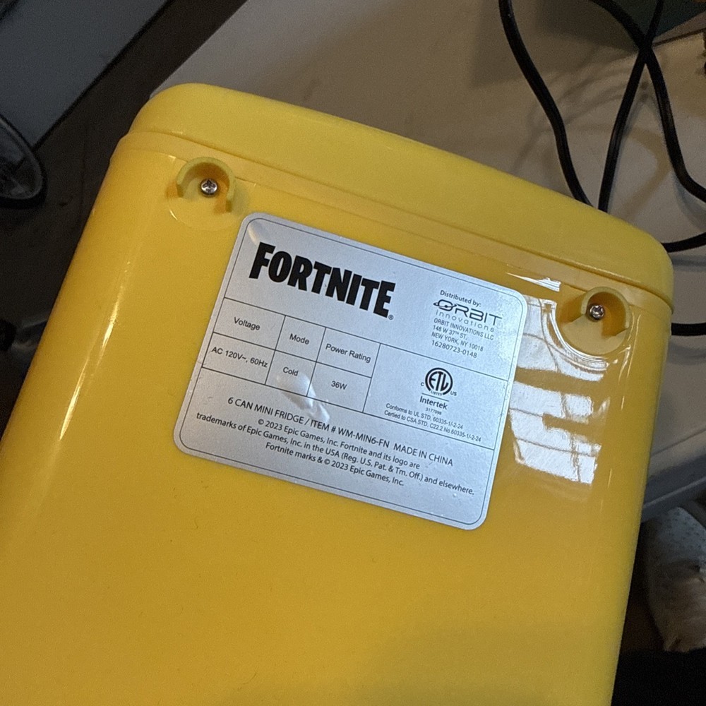 Fortnite Peely Mini Fridge , 6 Can Capacity Distributed by Orbit Industries