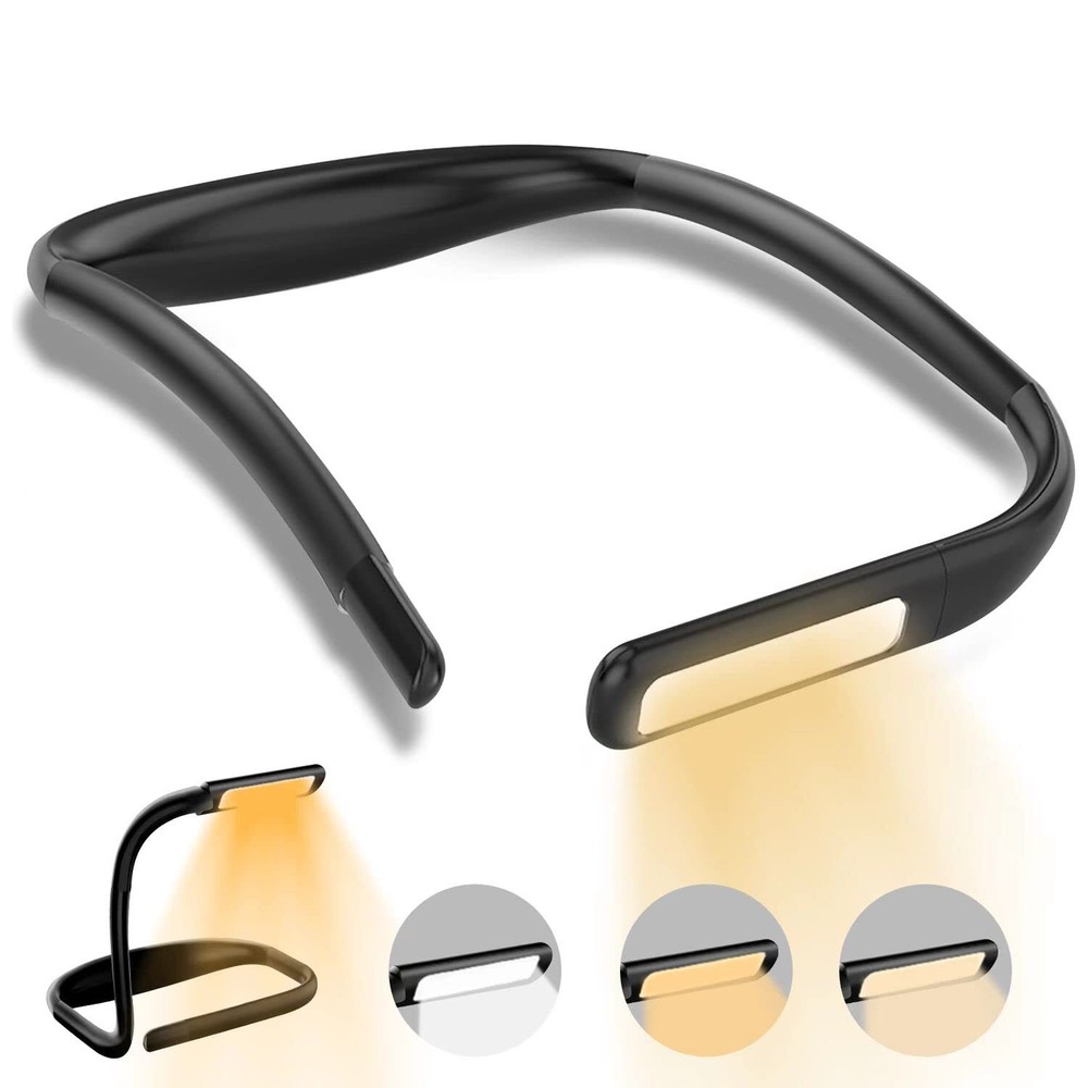 LED Neck Reading Light Adjustable Brightness 3 Colors Bendable Arms