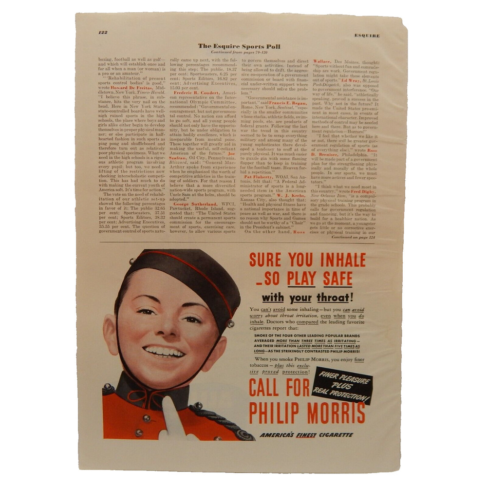 PHILIP MORRIS CIGARETTE PHILIP MORRIS INC. 1942 ADVERTISEMENT