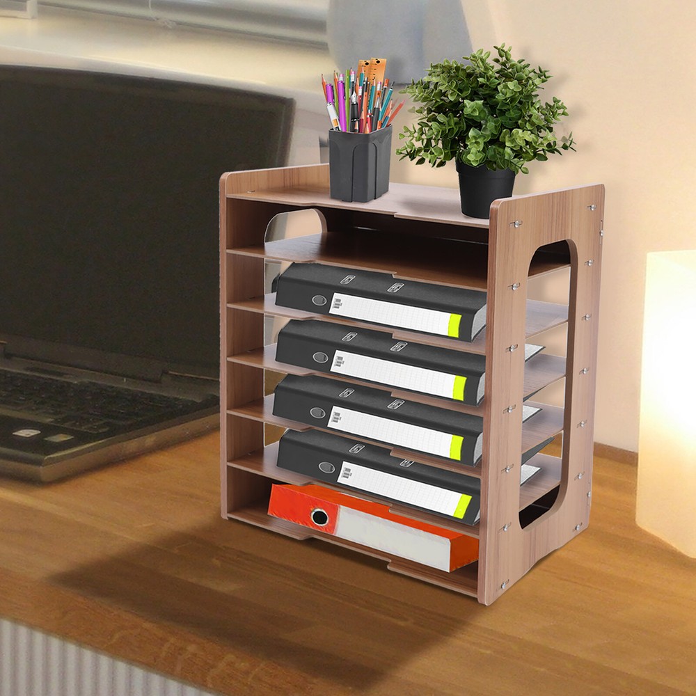 Desktop Organizer Flat Top Office Pens Magazine Book Document Storage Shelf