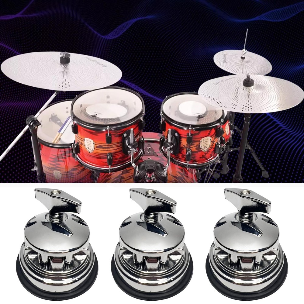Tceapoo 3pcs Floor Tom Drum Leg Bracket Mount, Holder Base Plate Silver