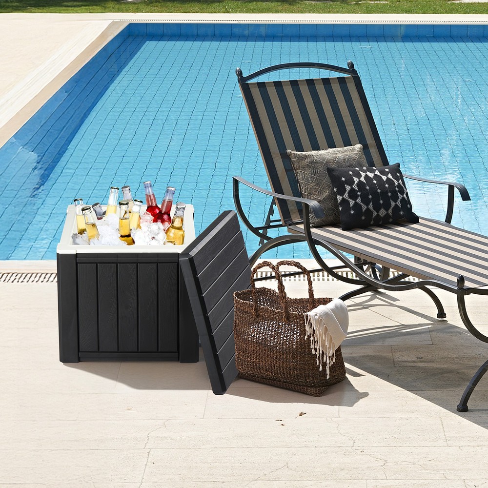 Cooler Side Table, Portable Ice Chest with Built-in Handle