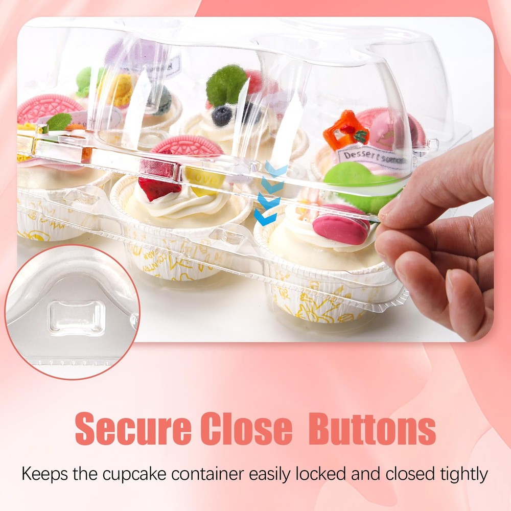 NPLUX 6 Count Cupcake Containers 45 Pack Cupcake Holders Clear Plastic Stacka...