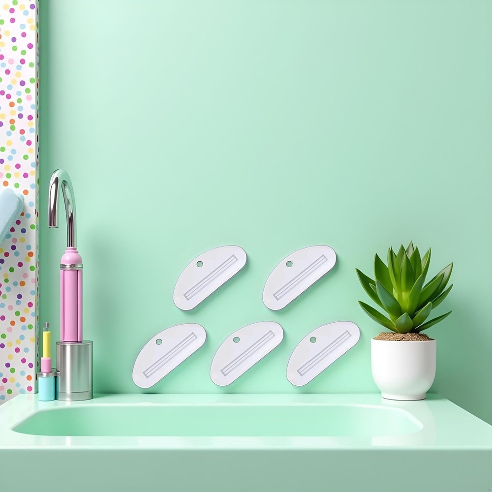 5Pcs White Toothpaste Squeezer,Plastic Toothpaste Tube Squeezer Dispenser,Toothp