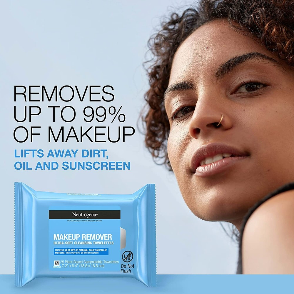 Neutrogena Cleansing Makeup Remover Face Wipes, 25Ct (1 Pack)