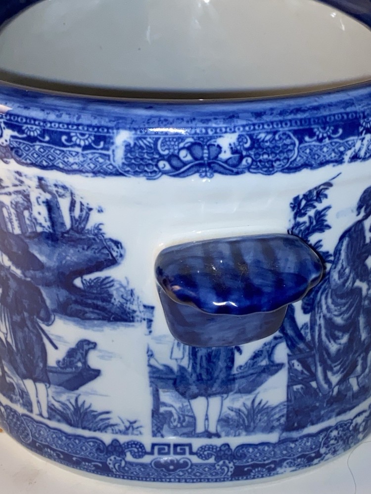 Flo Blue Victorian Transferware Ironstone Cache pot/Jardiniere/Foot bathe