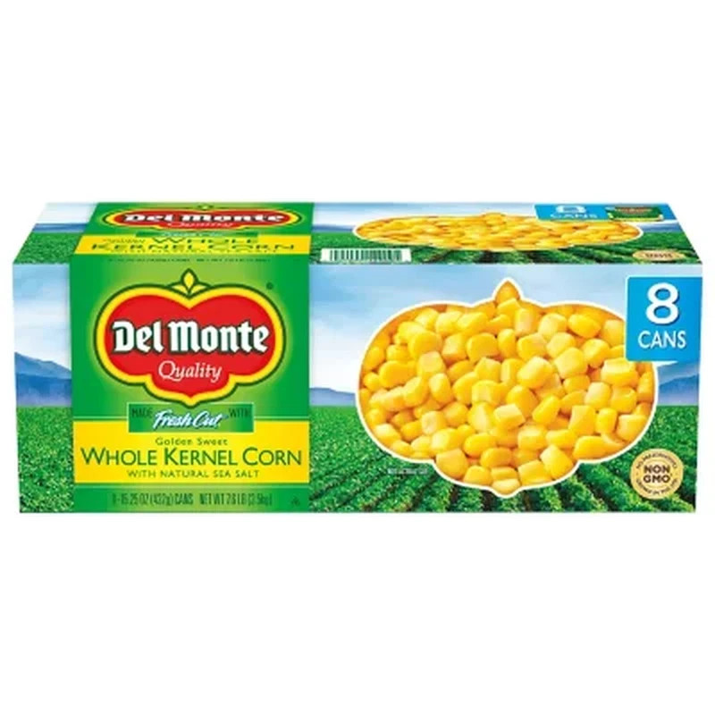 Del Monte Golden Sweet Whole Kernel Corn, 15.25 oz., 8 Pack