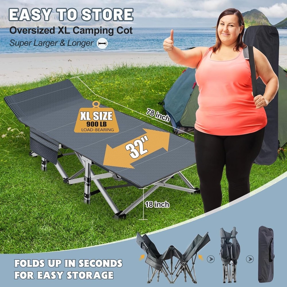 Portable Camp Bed with Padded Sleeping Surface